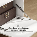 Mobile TV 70" Max con 2 Ante a Ribalta Cassetto e Scaffale Aperto 150x35x45 cm in Legno Bianco e color Legno      