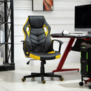 Sedia da Gaming Girevole Reclinabile in Similpelle  Nera e Gialla