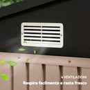 Capanno da Giardino 238x364x194 cm con 4 Prese d'Aria e Porte Doppie con Serratura in Metallo Marrone      