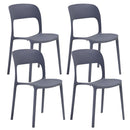 Set 4 Sedie Impilabili 85x45x56 cm in Polipropilene e Fibra di Vetro Kate Grigio Asfalto