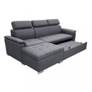 Divano Letto Derrick 234x148x84 cm in Tessuto Grigio scuro