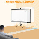 Telo per Proiettore Pieghevole da 100" con Treppiede Regolabile 235,8x8x136 cm in Plastica e Metallo Nero 