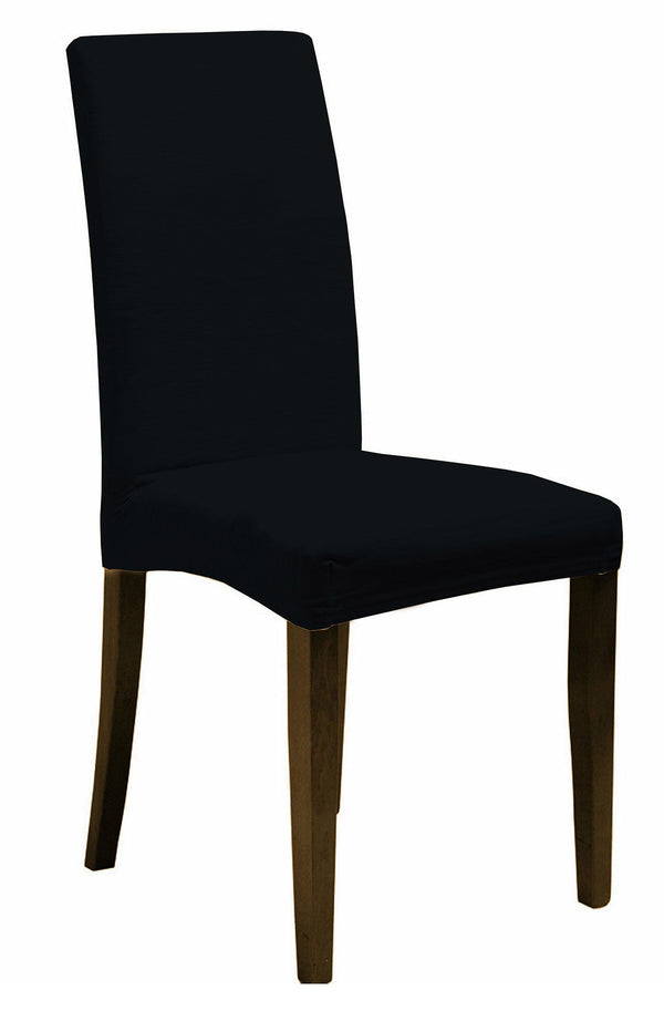 online Satz von 2 Stuhlhussen mit elastischer Rückseite aus schwarzem Polyester