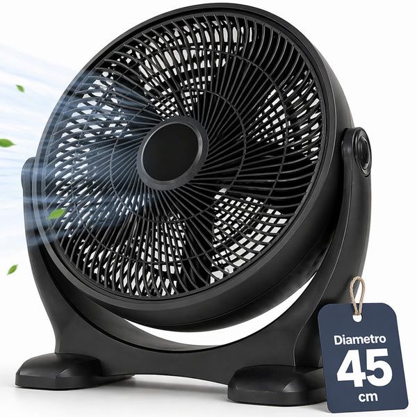 sconto Ventilatore da Pavimento Ø45 cm Inclinazione Variabile Potenza 75W Nero