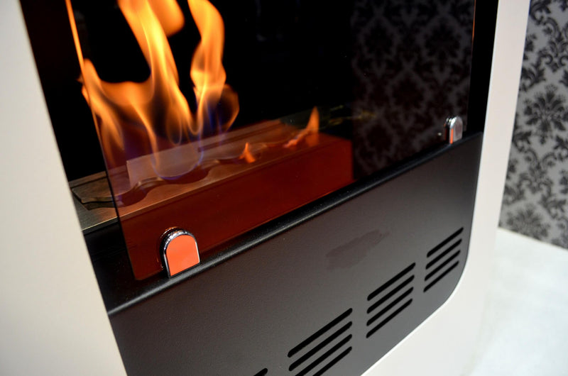 Camino a Bioetanolo da Pavimento 122,5x55 cm con Vetro Empire 2 Bianco