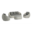 Set 4 Pezzi Salotto da Giardino 5 Posti Santorini Plus con Divano 2 Poltrone e Tavolino in Polyrattan Grigio  