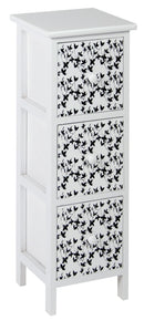 Cassettiera 3 Cassetti in Legno Massello 25x25x71 cm Fumer Fanny Bianca