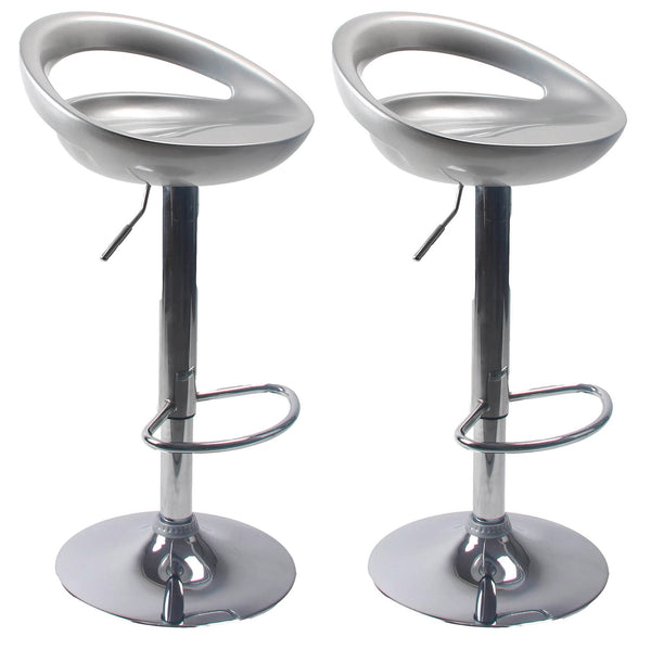 prezzo Set 2 Sgabelli con Alzata a Gas e Seduta Girevole in ABS Seattle Silver Lucido
