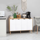 Mobile Contenitore 120x35x77.4 cm con 2 Armadietti a Ripiani Regolabili in Legno di Pino e Bianco      