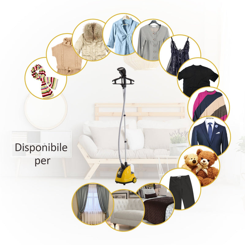 Stiratrice a Vapore Verticale Professionale 1.4L 1800W Giallo 