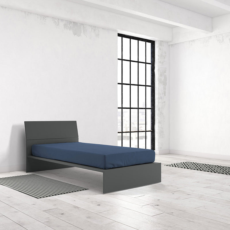 Lenzuolo Sotto con Angoli ed Elastico Tinta Unita Avio