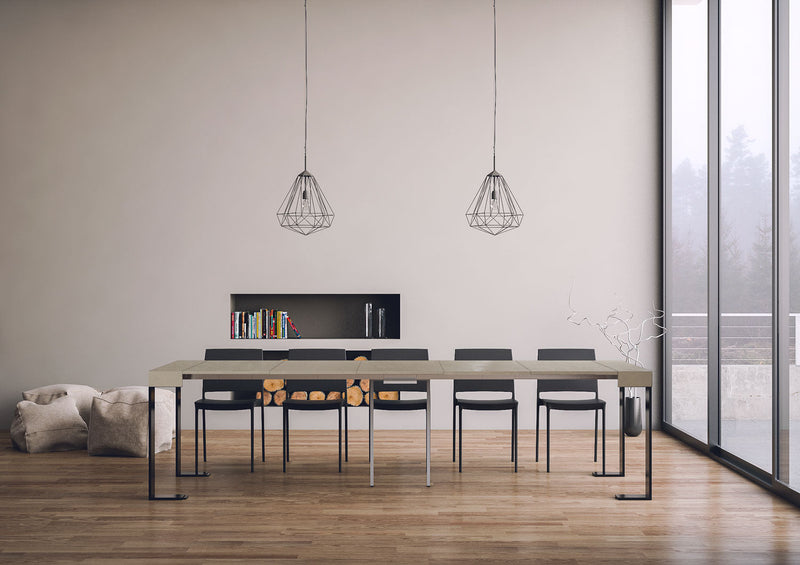 Consolle Allungabile 90-300x40x77 cm Tecno Cashmere Telaio Antracite 