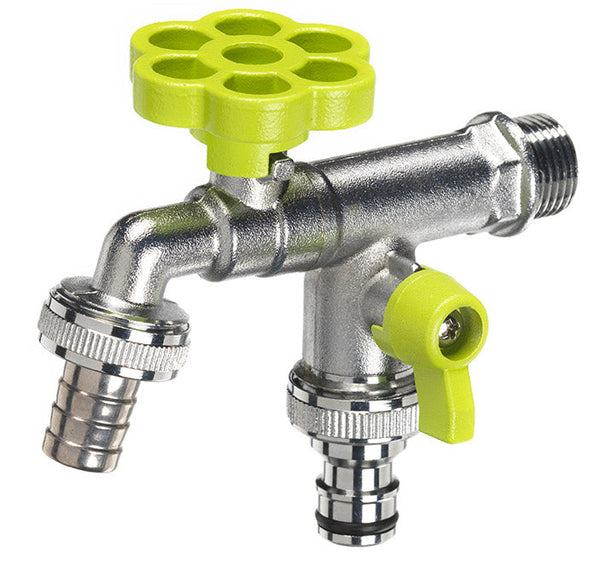sconto Rubinetto a Sfera Doppio per Fontana da Giardino con Fiore e Leva Colorate Belfer RUB/030 Verde Acido