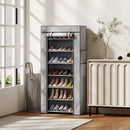 Scarpiera 7 Ripiani 60x30x126 cm con Copertura TNT in Acciaio Grigio      