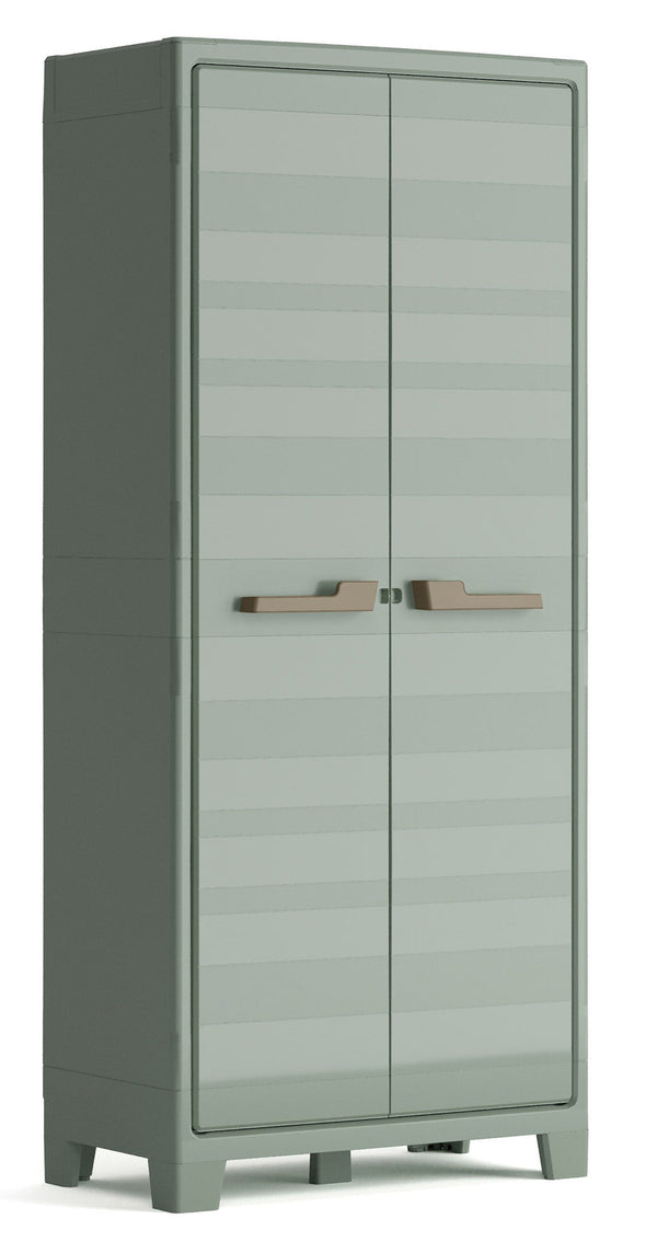 Gartenschrank 8 Regale 80 x 44 x 182 cm Keter Planet Outdoor Multispace Grau und Grün acquista