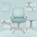 Sedia da Ufficio Ergonomica 55x48x82,5-94,5 cm ad Altezza Regolabile con Schienale in Poliestere Traspirante Verde Chiaro      