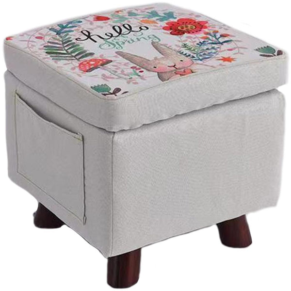 acquista Pouf Contenitore Sgabello Multiuso in Tessuto Grigio