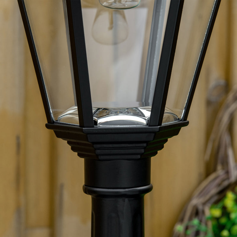 Lampione Solare da Giardino 22x22x196 cm con Luce LED e Sensore di Movimento in Alluminio e Vetro Nero  