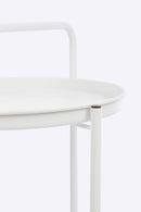 Tavolino da Esterno Carrello con Ruote Ø44,5x70h cm in Acciaio Austin Twin Bianco 