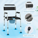 Sedia WC per Anziani e Disabili 52,5x46x81,5-97 cm Pieghevole e Regolabile in Acciaio e Pelle PU Nero 