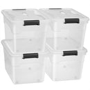 Set 4 Scatole Contenitori Salvaspazio Porta Oggetti da 45L Portaoggetti in Plastica Trasparente