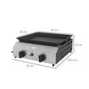 Piastra Barbecue a Gas con 2 Bruciatori Piano Antiaderente e Potenza 4.8kw Argento