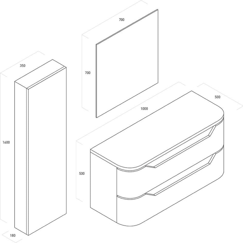 Mobile da Bagno sospeso Palma 01 Bianco Laccato TFT