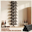Portabottiglie da Parete 27x10x93,5 cm per 8 Bottiglie di Vino in Acciaio Nero      
