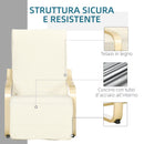 Poltrona Relax 66,5x94x100 cm con Poggiapiedi a 5 Livelli in Legno di Betulla e Tessuto Crema  