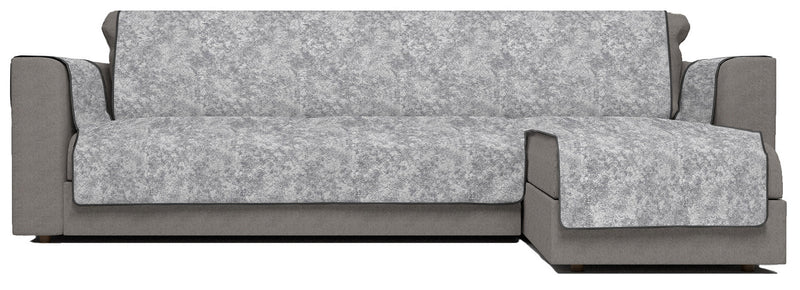 Copridivano con Penisola Destra in Poliestere e Cotone Grigio Scuro Varie Misure