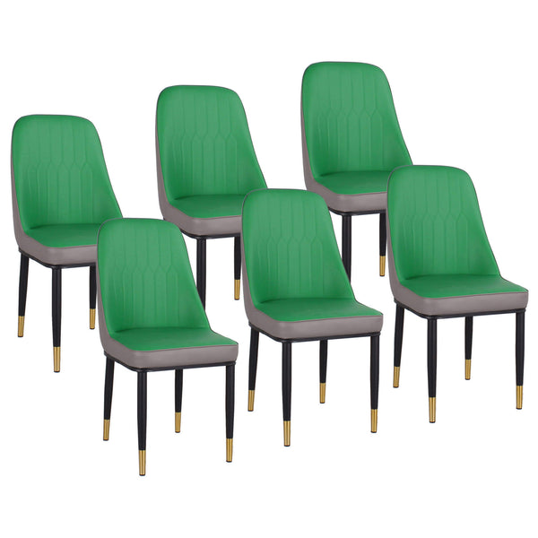 Satz mit 6 gepolsterten Stühlen 45 x 42 x 92 cm in grünem Kunstleder sconto
