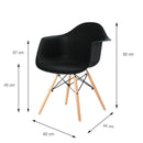 Set 4 Sedie di Design con Braccioli 62,5x44x80 cm Federica Nere