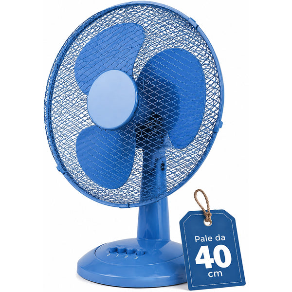 online Ventilatore da Tavolo Autoportante Potenza 45W Ø40 cm 3 Velocità in Plastica Blu