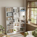 Libreria 149x23,6x188 cm con Ripiani Regolabili e Antiribaltamento in Truciolato e MDF Bianco      