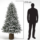 Albero di Natale Royal 210 cm Innevato Base Troco Realistica 1324 Punte Foltissimo