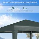 Gazebo da Giardino 270x270 cm con Picchetti e Corde Telaio in Acciaio e Rivestimento in PE Verde Scuro      