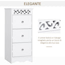 Mobiletto Bagno Cassettiera 3 Cassetti in Legno 30x30x68.5 cm  Floreare Bianco