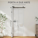 Porta Scorrevole a Libro 90x210 cm con Superficie Verniciabile in MDF e Carbonio Bianco  