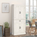 Credenza Alta 80x35x180 cm 2 Armadietti 1 Cassetto Bianco