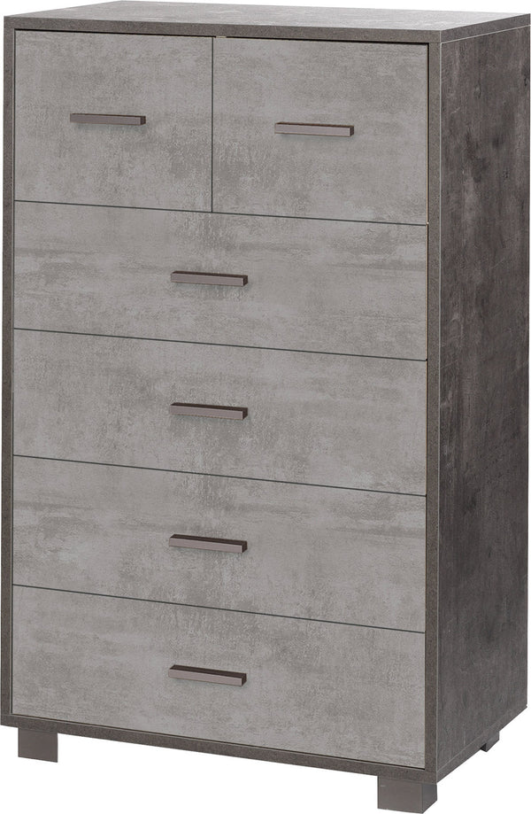 Cassettiera 4+2 Cassetti 70x112x41 cm Ossido Nero/Cemento prezzo