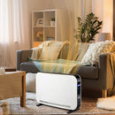 Termosifone Elettrico 3 Modalità Timer e Termostato 60x18,5x39,5 cm Bianco e Nero 
