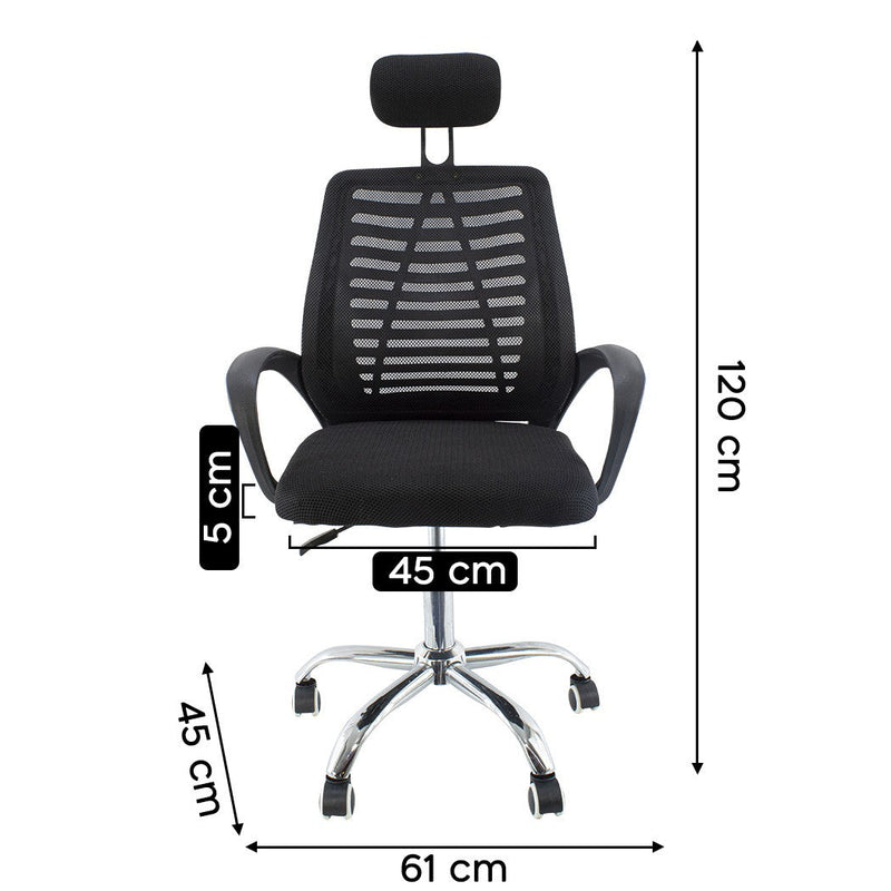 Sedia Poltrona Direzionale da Ufficio con Poggiatesta e Braccioli Nero