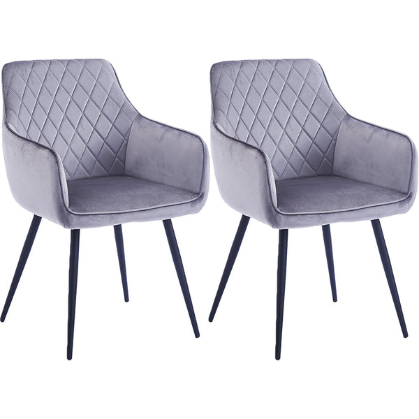 Set 2 Sedie da Pranzo in Velluto Grigio Ergonomica Poltrona Sedia Ufficio Casa sconto