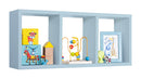 Mensola Rettangolare 3 Scomparti da Parete 70x30x15.5 cm in Fibra di Legno Tristano Blu Baltico
