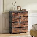 Cassettiera 8 Cassetti Stile Industriale 84,5x30,5x100 cm in Metallo e Legno Marrone Rustico      