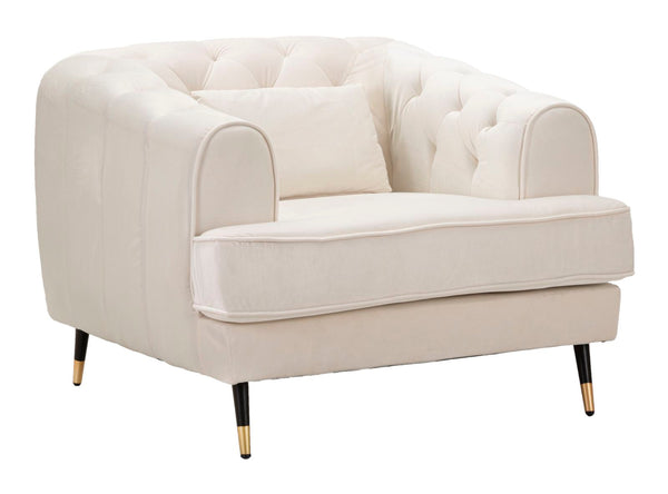 sconto Poltrona Praga 93x71x86 cm in Poliestere Crema/Oro