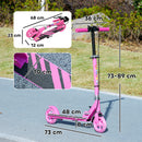 Monopattino per Bambini 3-8 Anni con Ruote Luminose Impugnatura Regolabile e Freno Posteriore Rosa      