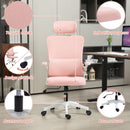 Sedia Ergonomica da Ufficio Girevole 60x59x114-122 cm con Poggiatesta Rimovibile in Tessuto a Rete Rosa  