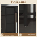 Scrivania Angolare 126x48x80 cm a 6 Cassetti con Gancio Laterale e Prese Integrate in Legno e Acciaio Nero      