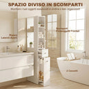 Mobile Colonna Bagno 18x40x135 cm con 2 Cassetti 2 Ripiani e 3 Scomparti in MDF Bianco      